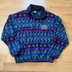 Vintage 90's Vail Invitational Figure Skating Championship Aztec Fleece Jacket L